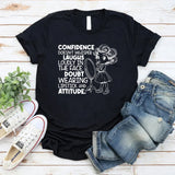 Confidence Doesn’t Whisper, It Laughs Loudly in the Face of Doubt Wearing Lipstick and Attitude T-Shirt